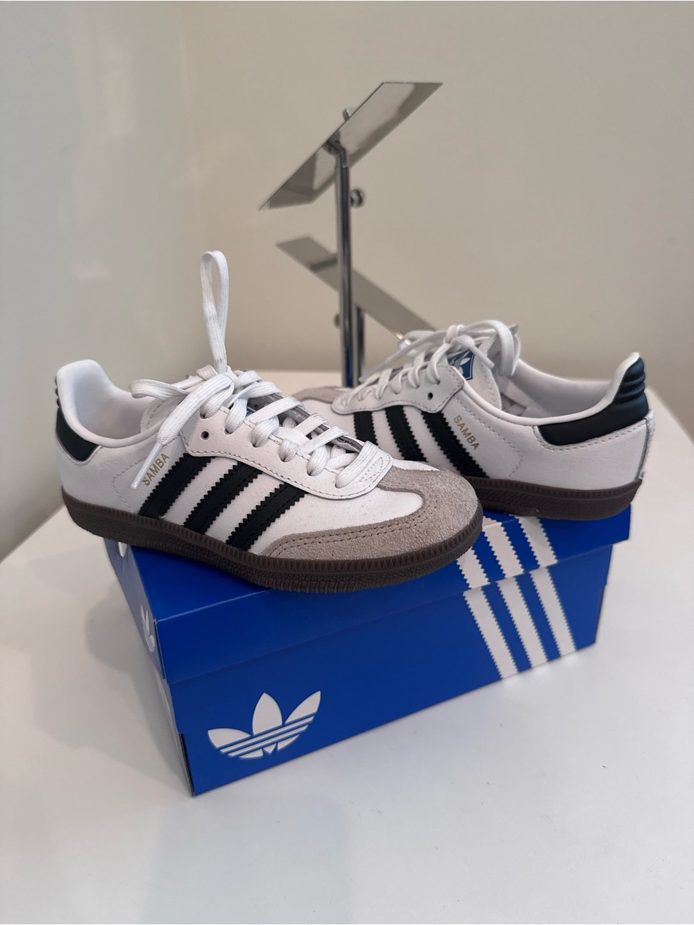 Adidas Samba Classic Leather Sneakers - White / Black - Toddler Size 11.5k